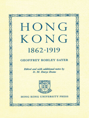 cover image of Hong Kong 1862–1919